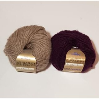 Beanie Zimtsternchen 02 dunkelbeige / 15 aubergine