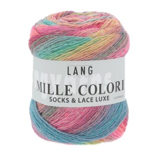 MILLE COLORI SOCKS & LACE LUXE superwash 859.0051 BUNT HELLBLAU/ROT/BRAUN