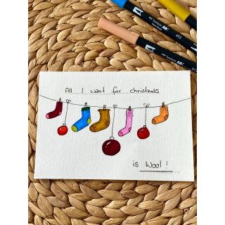 7) Do 27.11. 18:30 Workshop: Wollige Weihnachtspostkarten malen mit Sandra